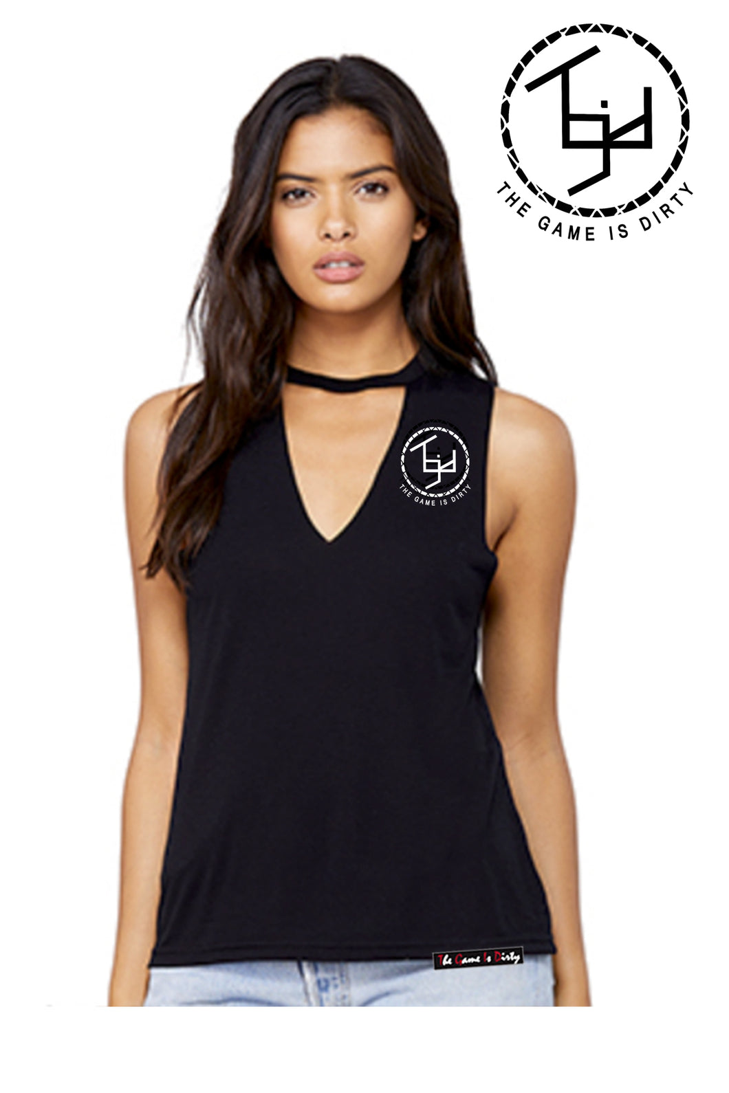 TGID FLOWY CUT-NECK T-SHIRT (BLK/WHT)
