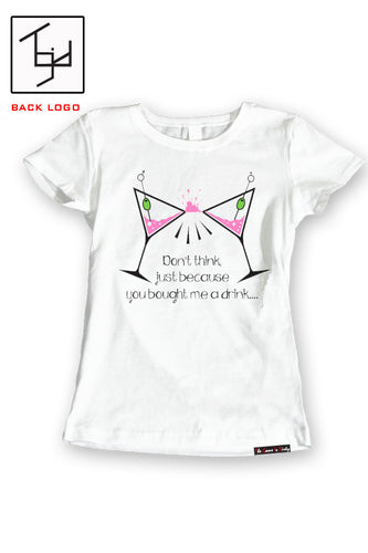 FEMALE DON'T THINK T-SHIRT (WHT/PINK)
